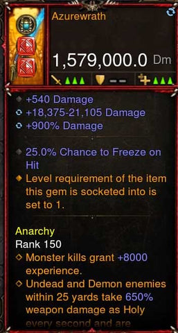[Primal-Ethereal Infused] 1,579,000 DPS Acutal DPS Weapon AZUREWRATH-Weapon-Diablo 3 Mods ROS-Akirac Diablo 3 Mods Seasonal and Non Seasonal Save Mod - Modded Items and Sets Hacks - Cheats - Trainer - Editor for Playstation 4-Playstation 5-Nintendo Switch-Xbox One