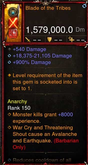 [Primal-Ethereal Infused] 1,579,000 DPS Acutal DPS Weapon BLADE OF THE TRIBES Diablo 3 Mods ROS Seasonal and Non Seasonal Save Mod - Modded Items and Gear - Hacks - Cheats - Trainers for Playstation 4 - Playstation 5 - Nintendo Switch - Xbox One