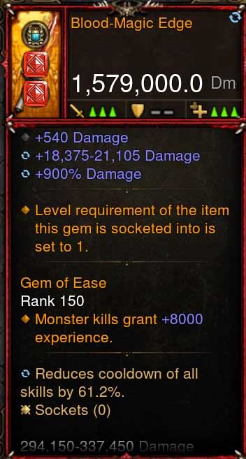 [Primal-Ethereal Infused] 1,579,000 DPS Acutal DPS Weapon BLOOD-MAGIC EDGE - Diablo 3 Mods Store - Seasonal and non-seasonal - Modded Items and Gear for PlayStation 4, PlayStation 5, Nintendo Switch, and Xbox One