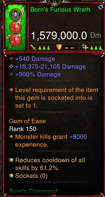 [Primal-Ethereal Infused] 1,579,000 DPS Acutal DPS Weapon BORNS FURIOUS WRATH - Diablo 3 Mods Store - Seasonal and non-seasonal - Modded Items and Gear for PlayStation 4, PlayStation 5, Nintendo Switch, and Xbox One