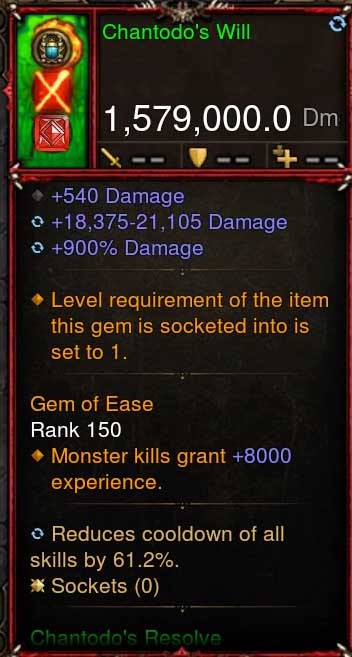 [Primal-Ethereal Infused] 1,579,000 DPS Acutal DPS Weapon CHANTODOS WILL - Diablo 3 Mods Store - Seasonal and non-seasonal - Modded Items and Gear for PlayStation 4, PlayStation 5, Nintendo Switch, and Xbox One