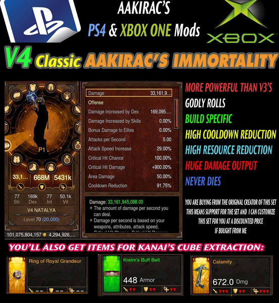 [Created: 9/10/16] Immortality v4 Classic Natalya's Demon Hunter Modded Set for Rift 150 Nova-Diablo 3 Mods - Playstation 4, Xbox One, Nintendo Switch