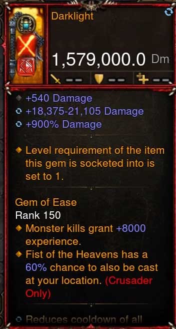 [Primal-Ethereal Infused] 1,579,000 DPS Acutal DPS Weapon DARKLIGHT Diablo 3 Mods ROS Seasonal and Non Seasonal Save Mod - Modded Items and Gear - Hacks - Cheats - Trainers for Playstation 4 - Playstation 5 - Nintendo Switch - Xbox One