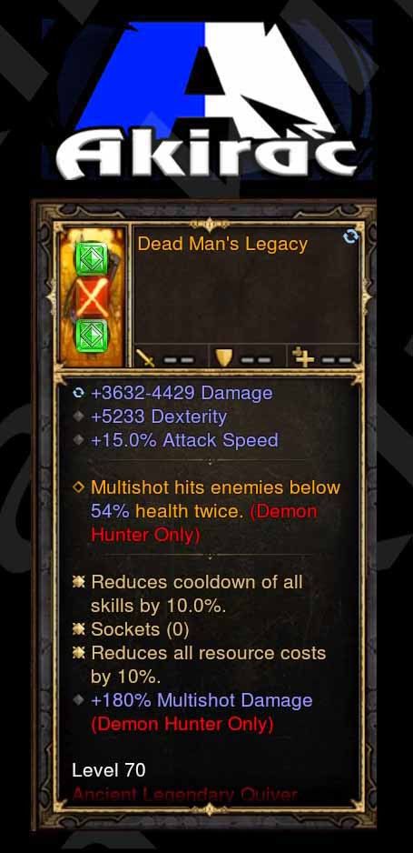 Dead Man's Legacy 5.3k Dex Modded Quiver Offhand Demon Hunter Diablo 3 Mods ROS Seasonal and Non Seasonal Save Mod - Modded Items and Gear - Hacks - Cheats - Trainers for Playstation 4 - Playstation 5 - Nintendo Switch - Xbox One