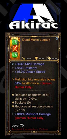 Dead Man's Legacy 5.3k Dex Modded Quiver Offhand Demon Hunter-Diablo 3 Mods - Playstation 4, Xbox One, Nintendo Switch