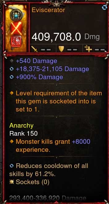 [Primal-Ethereal Infused] 1,579,000 DPS Acutal DPS Weapon EVISCERATOR Diablo 3 Mods ROS Seasonal and Non Seasonal Save Mod - Modded Items and Gear - Hacks - Cheats - Trainers for Playstation 4 - Playstation 5 - Nintendo Switch - Xbox One