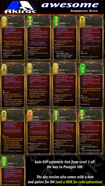 EXP Leveling Set for Leveling 1-70 (ward, air, rain)-Diablo 3 Mods - Playstation 4, Xbox One, Nintendo Switch