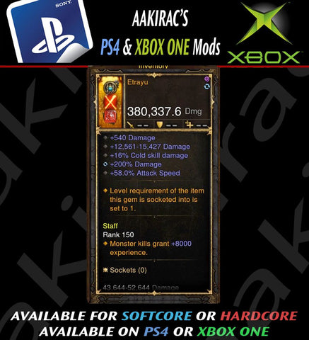 Etrayu 380k Bow Modded Weapon-Diablo 3 Mods - Playstation 4, Xbox One, Nintendo Switch
