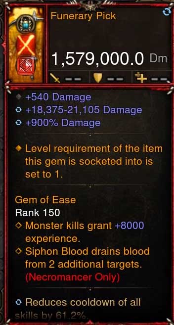 [Primal-Ethereal Infused] 1,579,000 DPS Acutal DPS Weapon FUNERARY PICK - Diablo 3 Mods Store - Seasonal and non-seasonal - Modded Items and Gear for PlayStation 4, PlayStation 5, Nintendo Switch, and Xbox One