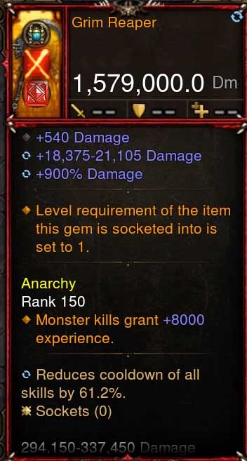 [Primal-Ethereal Infused] 1,579,000 DPS Acutal DPS Weapon GRIM REAPER Diablo 3 Mods ROS Seasonal and Non Seasonal Save Mod - Modded Items and Gear - Hacks - Cheats - Trainers for Playstation 4 - Playstation 5 - Nintendo Switch - Xbox One