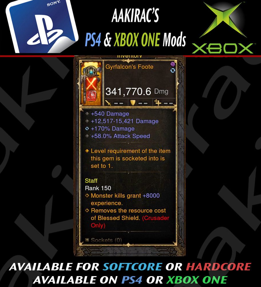 Gryrfalcon's Foote 341k Flail Modded Weapon-Diablo 3 Mods - Playstation 4, Xbox One, Nintendo Switch