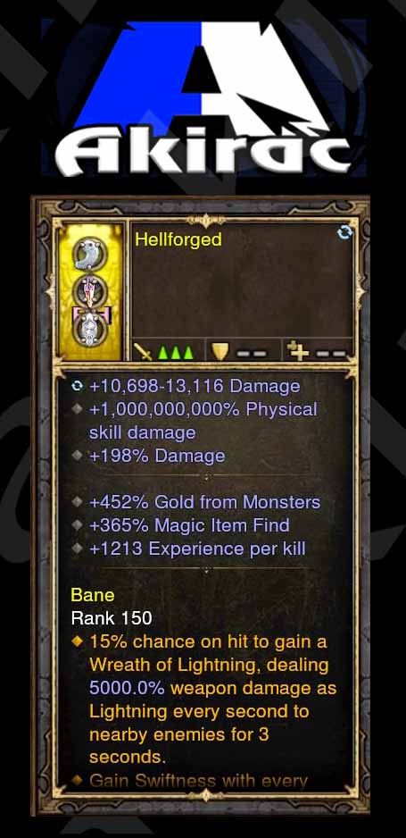 1000000000% Modded Ring 198% Damage, 452% Gold, 365% Magic Find, 1.2k EXP Hellforged-Diablo 3 Mods - Playstation 4, Xbox One, Nintendo Switch