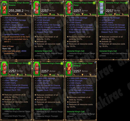 7x Piece Diablo 3 Immortal Kings Barbarian Set Diablo 3 Mods ROS Seasonal and Non Seasonal Save Mod - Modded Items and Gear - Hacks - Cheats - Trainers for Playstation 4 - Playstation 5 - Nintendo Switch - Xbox One