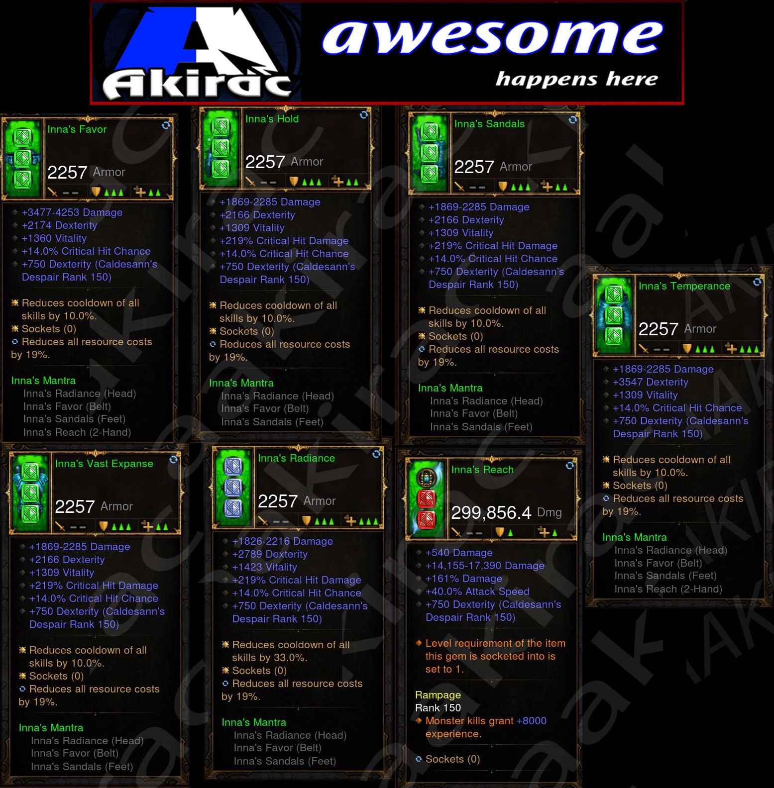 7x Piece Innas Monk Set Diablo 3 Mods ROS Seasonal and Non Seasonal Save Mod - Modded Items and Gear - Hacks - Cheats - Trainers for Playstation 4 - Playstation 5 - Nintendo Switch - Xbox One