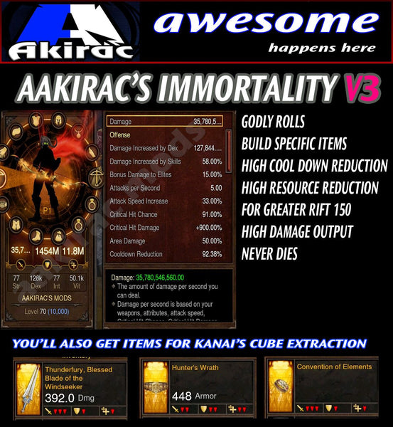 Immortality v3 Unhallow Demon Hunter Modded Set for Rift 150 Dragon-Diablo 3 Mods - Playstation 4, Xbox One, Nintendo Switch