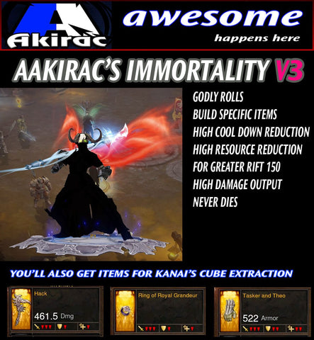 Immortality v3 Innas Monk Modded Set for Rift 150 Primal-Diablo 3 Mods - Playstation 4, Xbox One, Nintendo Switch