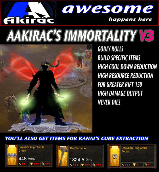 Immortality v3 Vyr's Wizard Modded Set for Rift 150 Abyss-Diablo 3 Mods - Playstation 4, Xbox One, Nintendo Switch