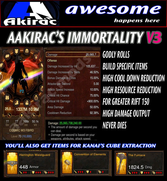 Immortality v3 Firebird Wizard Modded Set for Rift 150 Cosmic-Diablo 3 Mods - Playstation 4, Xbox One, Nintendo Switch