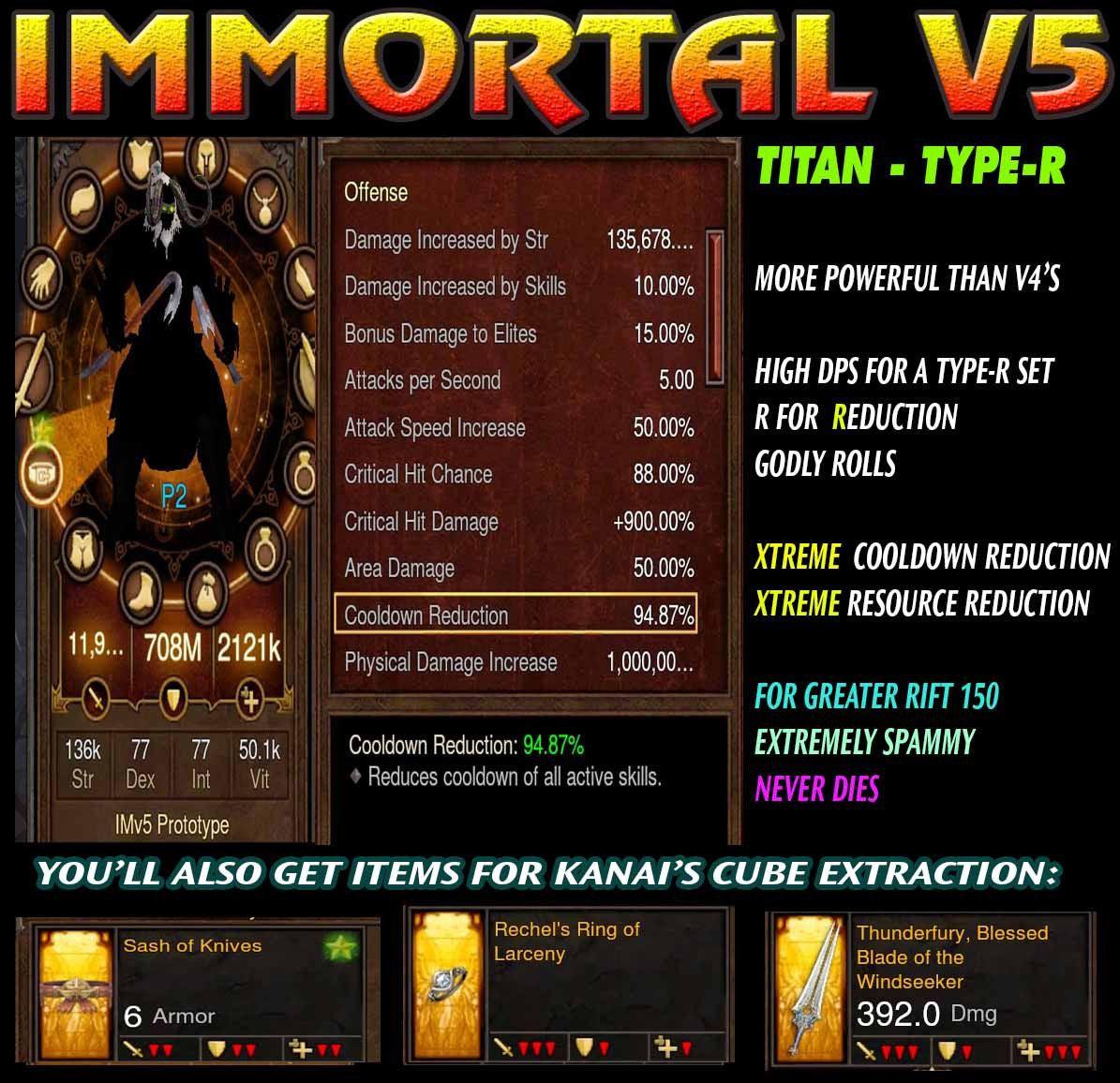 [Created 1/26/17] Diablo 3 Immortal v5 Titan Type-R FOH Speed WW Waste Barbarian Modded Set for Rift 150 Wind Diablo 3 Mods ROS Seasonal and Non Seasonal Save Mod - Modded Items and Gear - Hacks - Cheats - Trainers for Playstation 4 - Playstation 5 - Nintendo Switch - Xbox One