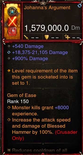 [Primal-Ethereal Infused] 1,579,000 DPS Acutal DPS Weapon JOHANNAS ARGUMENT Diablo 3 Mods ROS Seasonal and Non Seasonal Save Mod - Modded Items and Gear - Hacks - Cheats - Trainers for Playstation 4 - Playstation 5 - Nintendo Switch - Xbox One
