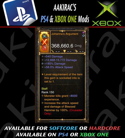 Johanna's Argument 368k Modded Weapon-Diablo 3 Mods - Playstation 4, Xbox One, Nintendo Switch