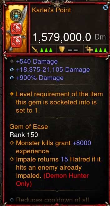 [Primal-Ethereal Infused] 1,579,000 DPS Acutal DPS Weapon KARLEIS POINT - Diablo 3 Mods Store - Seasonal and non-seasonal - Modded Items and Gear for PlayStation 4, PlayStation 5, Nintendo Switch, and Xbox One