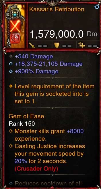 [Primal-Ethereal Infused] 1,579,000 DPS Acutal DPS Weapon KASSARS RETRIBUTION Diablo 3 Mods ROS Seasonal and Non Seasonal Save Mod - Modded Items and Gear - Hacks - Cheats - Trainers for Playstation 4 - Playstation 5 - Nintendo Switch - Xbox One