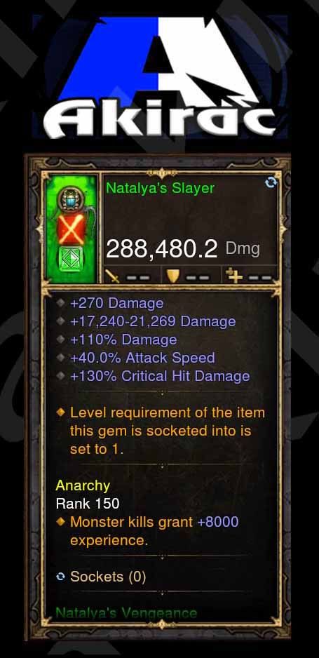 Natalya's Slayer 288k Modded Weapon Diablo 3 Mods ROS Seasonal and Non Seasonal Save Mod - Modded Items and Gear - Hacks - Cheats - Trainers for Playstation 4 - Playstation 5 - Nintendo Switch - Xbox One