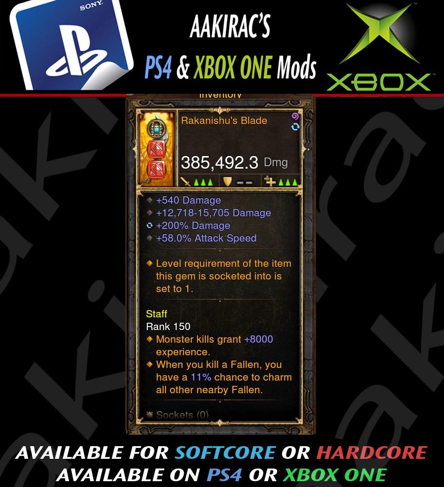 Rakanishu's Blade 385k Modded Weapon-Diablo 3 Mods - Playstation 4, Xbox One, Nintendo Switch