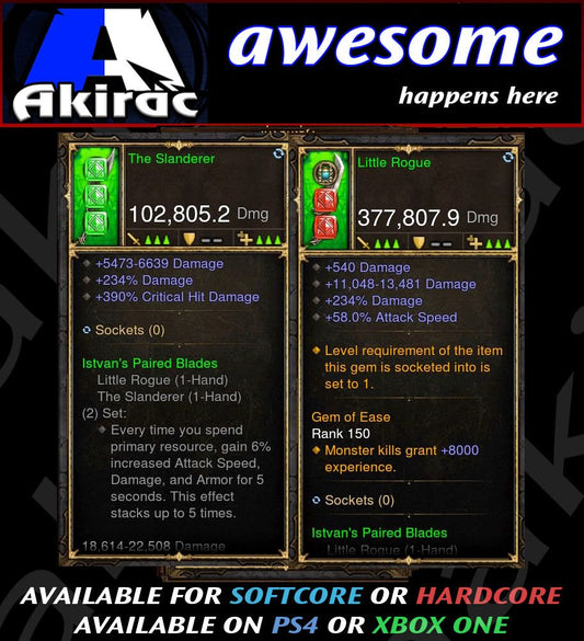 Little Rogue + Slanderer Combo 377k / 102k Modded Weapon Diablo 3 Mods ROS Seasonal and Non Seasonal Save Mod - Modded Items and Gear - Hacks - Cheats - Trainers for Playstation 4 - Playstation 5 - Nintendo Switch - Xbox One