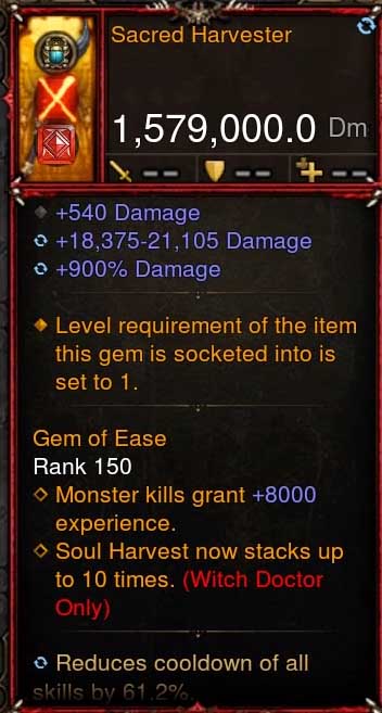 [Primal-Ethereal Infused] 1,579,000 DPS Acutal DPS Weapon SACRED HARVESTER Diablo 3 Mods ROS Seasonal and Non Seasonal Save Mod - Modded Items and Gear - Hacks - Cheats - Trainers for Playstation 4 - Playstation 5 - Nintendo Switch - Xbox One