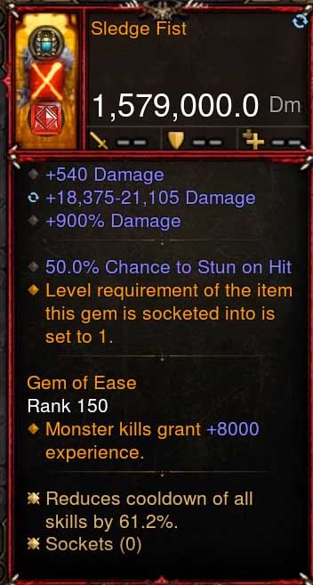 [Primal-Ethereal Infused] 1,579,000 DPS Acutal DPS Weapon SLEDGE FIST Diablo 3 Mods ROS Seasonal and Non Seasonal Save Mod - Modded Items and Gear - Hacks - Cheats - Trainers for Playstation 4 - Playstation 5 - Nintendo Switch - Xbox One