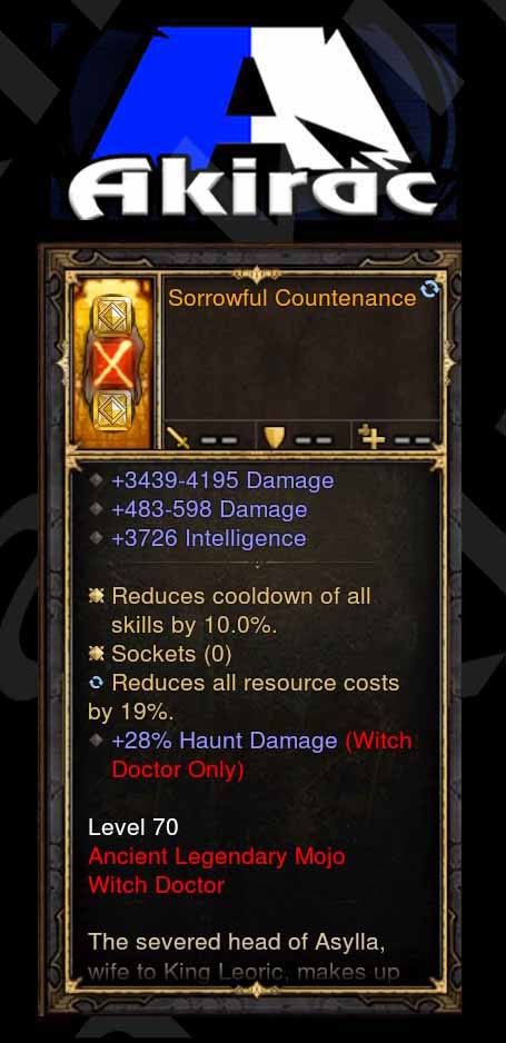 Sorrowful Countenance 3k-4k Damage, 3.7k Int, +28% Haunt Damage Mojo Offhand Modded Diablo 3 Mods ROS Seasonal and Non Seasonal Save Mod - Modded Items and Gear - Hacks - Cheats - Trainers for Playstation 4 - Playstation 5 - Nintendo Switch - Xbox One