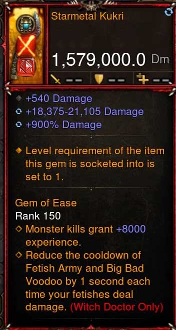 [Primal-Ethereal Infused] 1,579,000 DPS Acutal DPS Weapon STARMETAL KUKRI - Diablo 3 Mods Store - Seasonal and non-seasonal - Modded Items and Gear for PlayStation 4, PlayStation 5, Nintendo Switch, and Xbox One