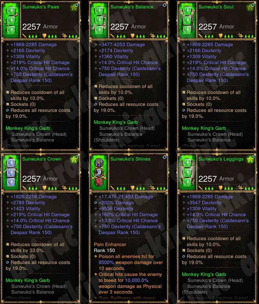 6x Piece Sunwuko Monk Set Diablo 3 Mods ROS Seasonal and Non Seasonal Save Mod - Modded Items and Gear - Hacks - Cheats - Trainers for Playstation 4 - Playstation 5 - Nintendo Switch - Xbox One