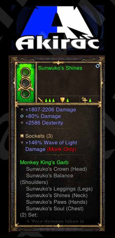 Sunwuko's Shines 146% Wave of Light Damage, 80% Damage (Unsocketed) Modded Amulet Monk-Diablo 3 Mods - Playstation 4, Xbox One, Nintendo Switch