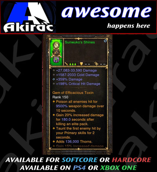Sunwuko's Shines 359% Damage Modded Amulet Diablo 3 Mods ROS Seasonal and Non Seasonal Save Mod - Modded Items and Gear - Hacks - Cheats - Trainers for Playstation 4 - Playstation 5 - Nintendo Switch - Xbox One