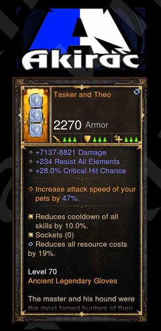 Tasker and Theo 7k-8.8k Damage, 28% CC Modded Set Gloves-Diablo 3 Mods - Playstation 4, Xbox One, Nintendo Switch