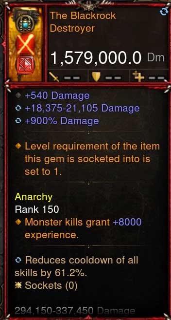[Primal-Ethereal Infused] 1,579,000 DPS Acutal DPS Weapon THE BLACKROCK DESTROYER Diablo 3 Mods ROS Seasonal and Non Seasonal Save Mod - Modded Items and Gear - Hacks - Cheats - Trainers for Playstation 4 - Playstation 5 - Nintendo Switch - Xbox One