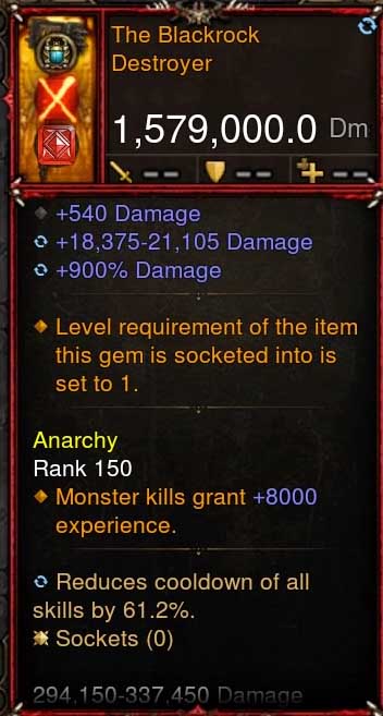 [Primal-Ethereal Infused] 1,579,000 DPS Acutal DPS Weapon THE BLACKROCK DESTROYER - Diablo 3 Mods Store - Seasonal and non-seasonal - Modded Items and Gear for PlayStation 4, PlayStation 5, Nintendo Switch, and Xbox One