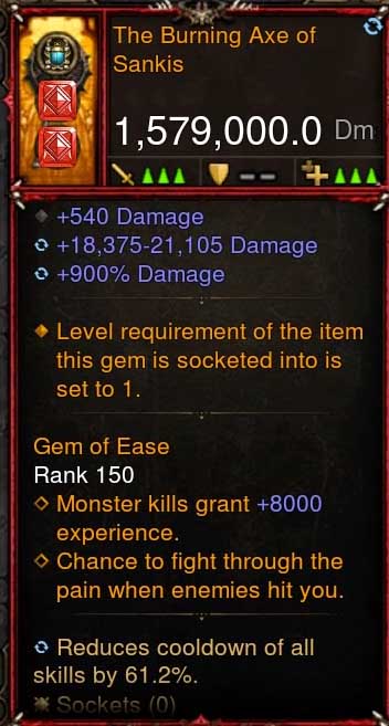 [Primal-Ethereal Infused] 1,579,000 DPS Acutal DPS Weapon THE BURNING AXE OF SANKIS Diablo 3 Mods ROS Seasonal and Non Seasonal Save Mod - Modded Items and Gear - Hacks - Cheats - Trainers for Playstation 4 - Playstation 5 - Nintendo Switch - Xbox One