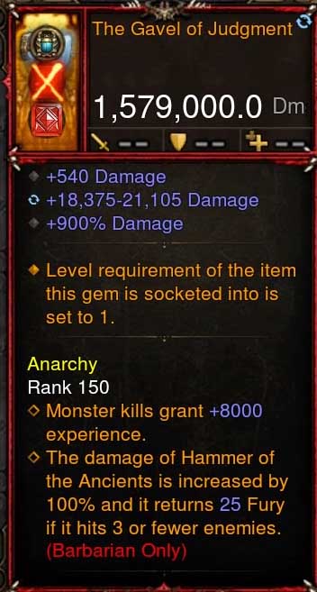 [Primal-Ethereal Infused] 1,579,000 DPS Acutal DPS Weapon THE GAVEL OF JUDGMENT Diablo 3 Mods ROS Seasonal and Non Seasonal Save Mod - Modded Items and Gear - Hacks - Cheats - Trainers for Playstation 4 - Playstation 5 - Nintendo Switch - Xbox One