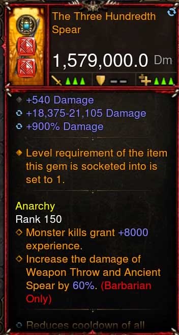 [Primal-Ethereal Infused] 1,579,000 DPS Acutal DPS Weapon THE THREE HUNDREDTH SPEAR Diablo 3 Mods ROS Seasonal and Non Seasonal Save Mod - Modded Items and Gear - Hacks - Cheats - Trainers for Playstation 4 - Playstation 5 - Nintendo Switch - Xbox One