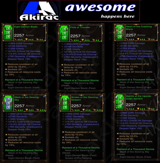 6x Piece Thousand Storms Monk Set Diablo 3 Mods ROS Seasonal and Non Seasonal Save Mod - Modded Items and Gear - Hacks - Cheats - Trainers for Playstation 4 - Playstation 5 - Nintendo Switch - Xbox One