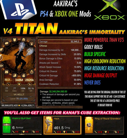 Diablo Mods - Immortality v4 Titan Anachyr Witch Doctor Modded Set for Rift 150 Plaque-Diablo 3 Mods - Playstation 4, Xbox One, Nintendo Switch