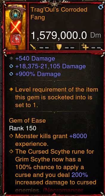 [Primal-Ethereal Infused] 1,579,000 DPS Acutal DPS Weapon TRAGOULS CORRODED FANG Diablo 3 Mods ROS Seasonal and Non Seasonal Save Mod - Modded Items and Gear - Hacks - Cheats - Trainers for Playstation 4 - Playstation 5 - Nintendo Switch - Xbox One