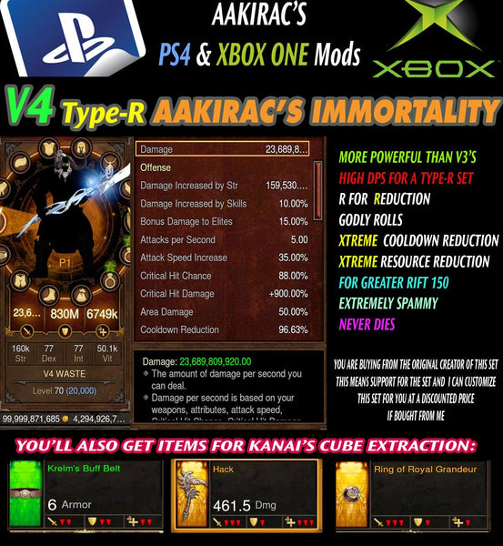 Immortality v4 Type-R Waste Barbarian Modded Set for Rift 150 Brave-Diablo 3 Mods - Playstation 4, Xbox One, Nintendo Switch