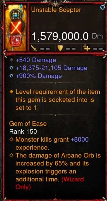 [Primal-Ethereal Infused] 1,579,000 DPS Acutal DPS Weapon UNSTABLE SCEPTER Diablo 3 Mods ROS Seasonal and Non Seasonal Save Mod - Modded Items and Gear - Hacks - Cheats - Trainers for Playstation 4 - Playstation 5 - Nintendo Switch - Xbox One