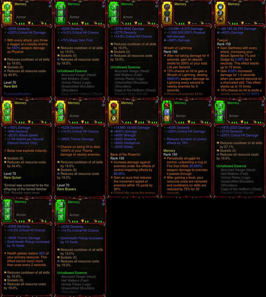 [Primal Ancient] [Quad DPS] [LIMITED] Diablo 3 IMv5 Unhallow Demon Hunter Set Memory W1 Diablo 3 Mods ROS Seasonal and Non Seasonal Save Mod - Modded Items and Gear - Hacks - Cheats - Trainers for Playstation 4 - Playstation 5 - Nintendo Switch - Xbox One