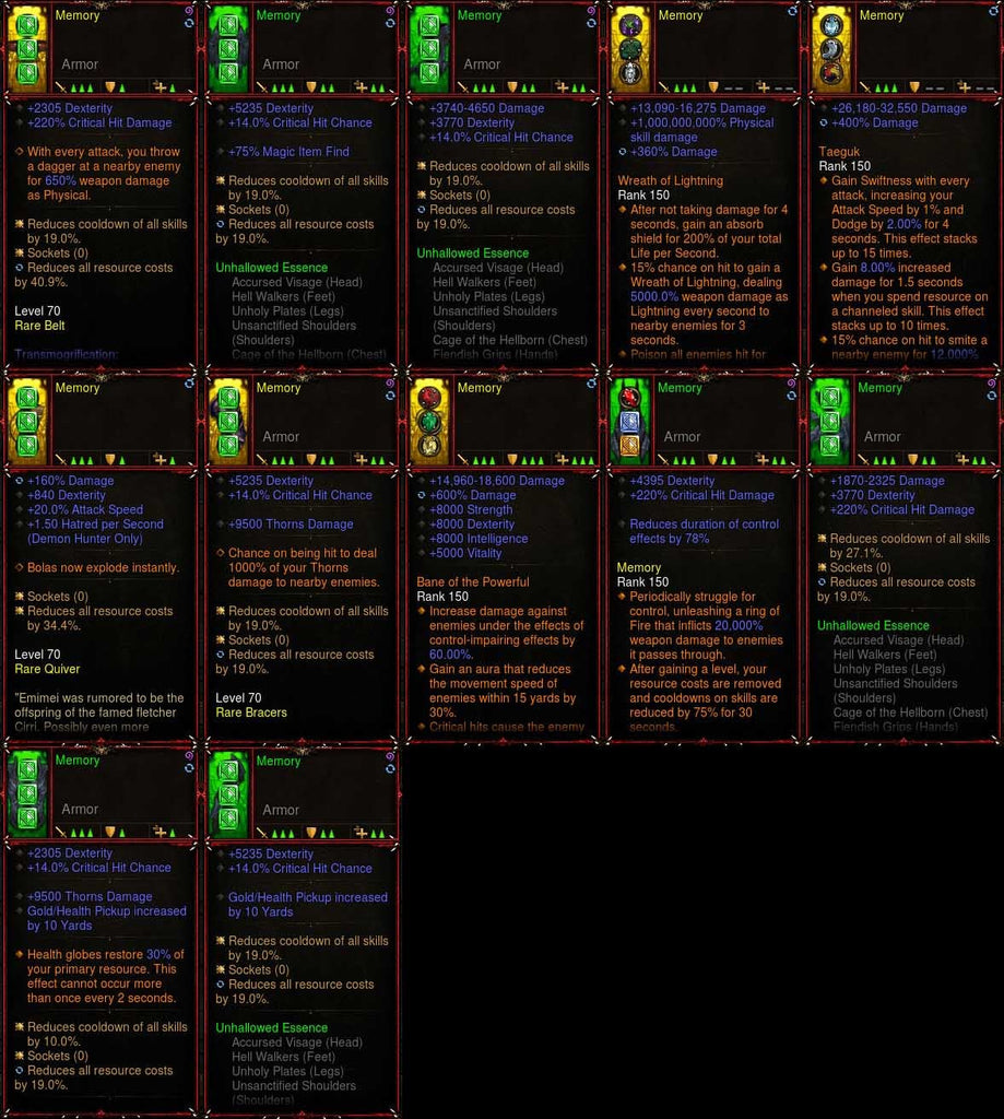Seasonal [Primal Ancient] [Quad DPS] Diablo 3 IMv5 Unhallow Demon Hunter Set Memory W1-Modded Sets-Diablo 3 Mods ROS-Akirac Diablo 3 Mods Seasonal and Non Seasonal Save Mod - Modded Items and Sets Hacks - Cheats - Trainer - Editor for Playstation 4-Playstation 5-Nintendo Switch-Xbox One